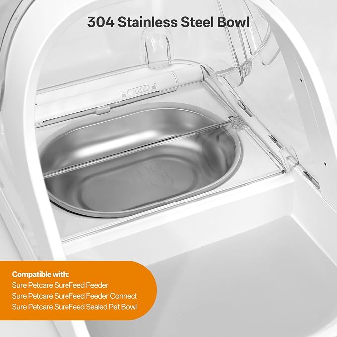 Stainless Steel Bowl for Automatic Microchip Cat Pet Feeder, Design for Keeping Food Fresh and Reducing Odor, 2 Pcs+1 Grey Mat