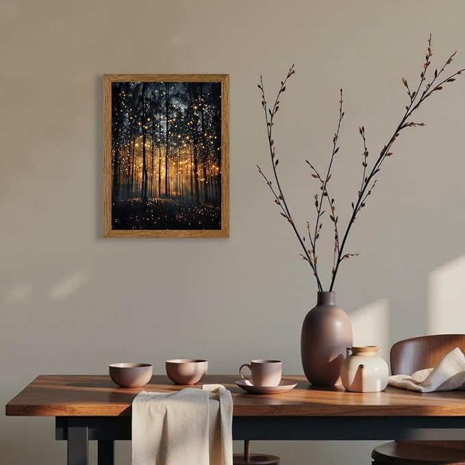 JLTULT Enchanted Forest Wall Art, Solid Wood-Framed Canvas, 8 x 10 Inches | Dark enchanted forest art on fade-resistant canvas with a ready-to-hang solid wood frame for bedrooms and living rooms