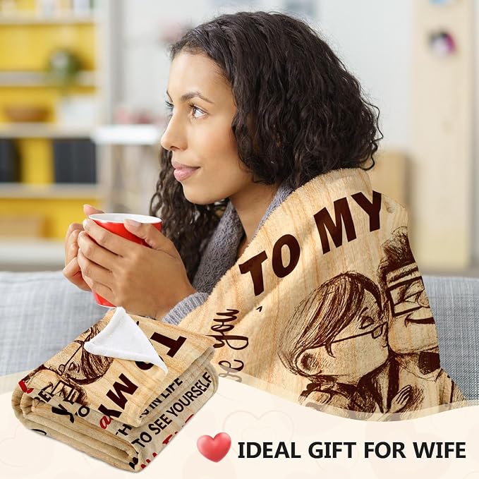 Anniversary Romantic Gifts for Women, To My Wife Blanket from Husband | Birthday Gifts for Wife - I Love You Gift for Her - Christmas Valentines Mothers Day Gift Ideas - Wife Blanket 60"x80"