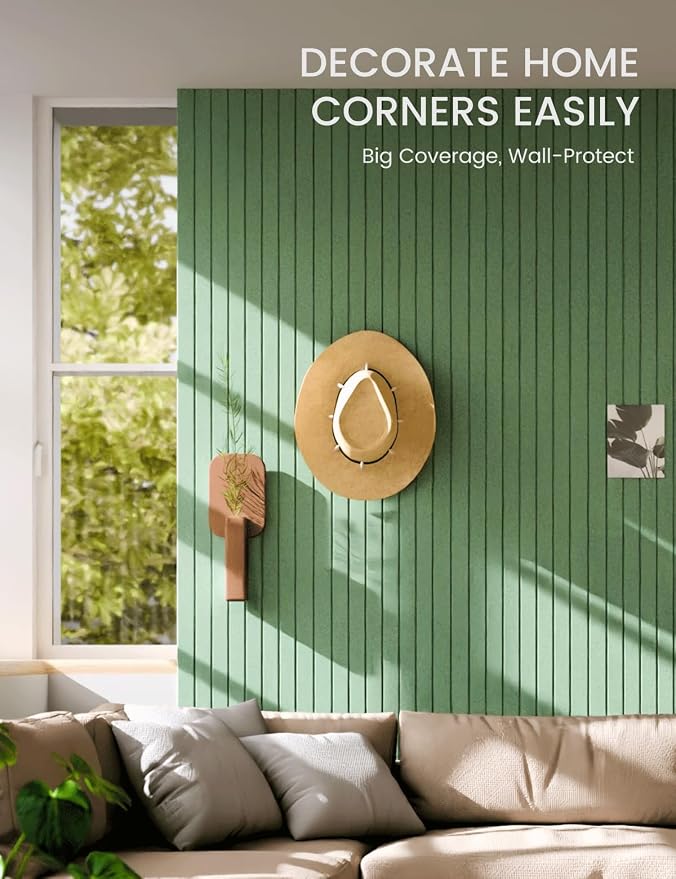 Fluxynara 48" x 36" Large Felt Bulletin Board, Moss Green | 12 Pack Cork Board Alternative with 60 Safe Adhesive Tabs, Pin Boards for Wall Decor, Home, Office, Classroom,Dorm