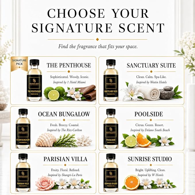 Luxury Hotel Diffuser Oil for Hotels and Homes - Aromatherapy Oils for use with an Essential Oil Diffuser at Home - Fragrance-Scent Diffuser Oil Blend (The Penthouse) 4.05fl oz (120ml)