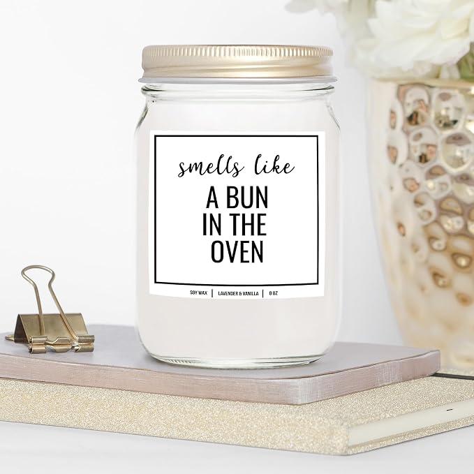 You Nique Designs Pregnancy Announcement Candle for Grandparents Dad Family Uncle Aunt, 8 Oz, Pregnancy Reveal to Parents, White All Natural Soy Vegan Aromatherapy Candles (Lavender & Vanilla)