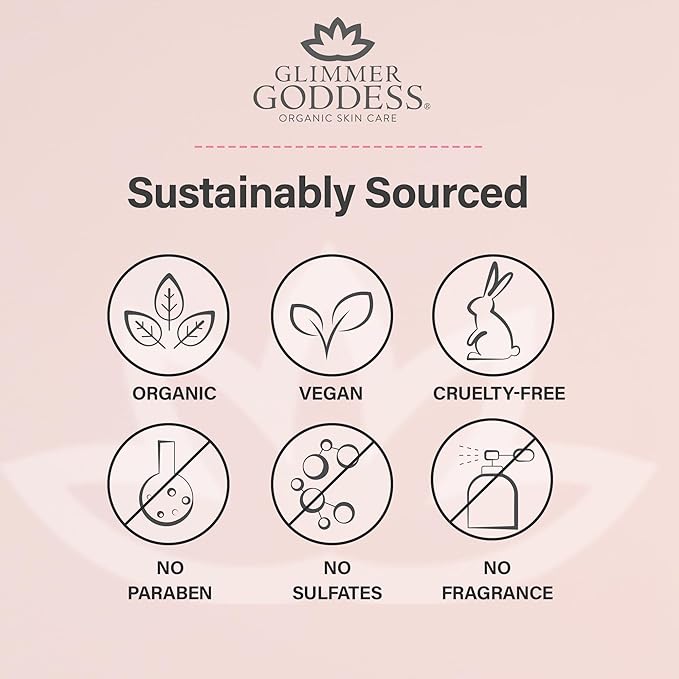 Glimmer Goddess Organic Whipped Body Butter for Women - Moisturizer Cream with Shea & Cocoa Butter, Almonds & Coconut Oil - Vanilla Bean, 8oz