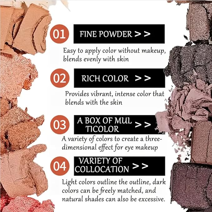12 Colors Makeup Smoky Eyeshadow Palette Natural Nude Matte Shimmer Glitter Pigment Eye Shadow Pallete Set Black Eye Shadow Halloween Make Up for Women (Color E Smokey)