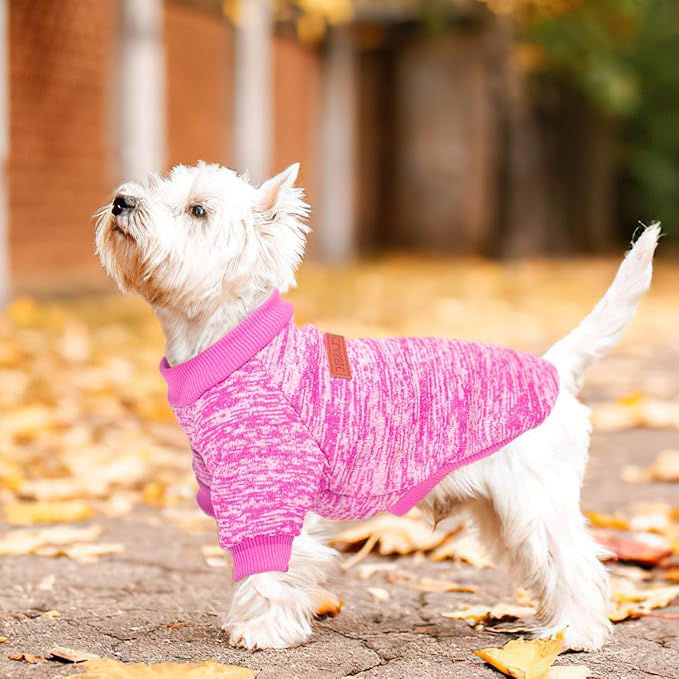 2 Pieces Dog Sweaters for Small Dogs Christmas Dog Clothes Female Winter Fleece Puppy Clothes Warm Thick Pet Outfit Coat Yorkie, Chihuahua, Pug, Cat, Pug,S,Pink, Red