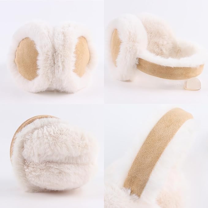 Zsedrut Winter Women Earmuff Foldable Ear Warmer Fluffy Ear Cover Warm Outdoor