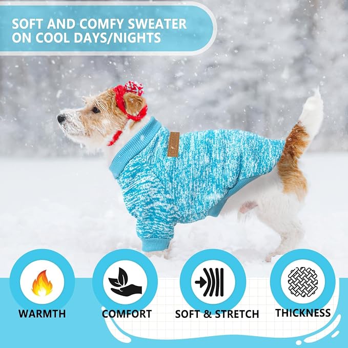 2 Pieces Dog Sweaters for Small Dogs Winter Fleece Puppy Sweaters Warm Outfit Pet Small Dog Sweater for Boy Girl Dogs Yorkie, Chihuahua, Bulldog, Dachshund, Pug, X-Large