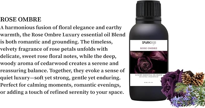 Luxury Essential Oil Blend Therapeutic Grade Aromatherapy Oil for Diffuser, Massage, Spa & Relaxation | Stress Relief & Wellness Gift Ready Packaging 1Fl Oz (Rose Ombre)