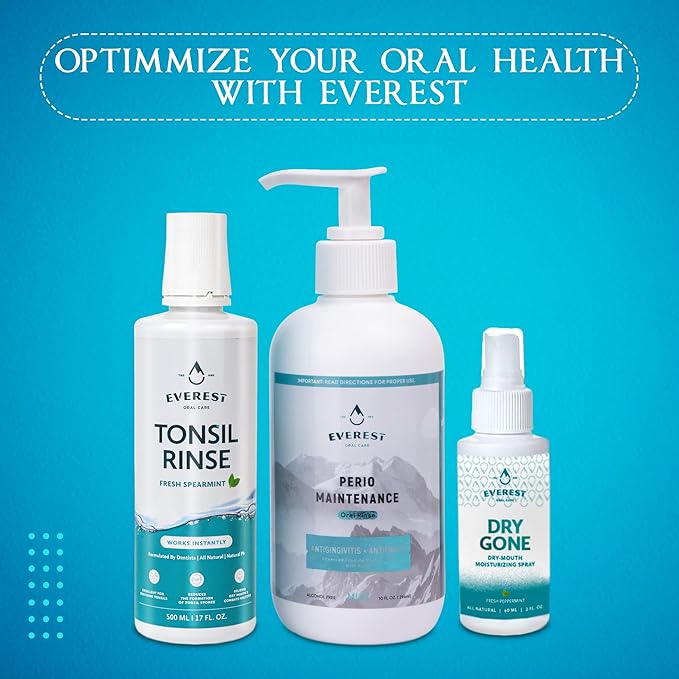 Everest Mouth Wash & Tonsil Stone Remover – Natural Mouthwash or Oral Rinse Liquid to Help Soothe Tonsils, Bad Breath, & Relieve Dry Mouth - Alcohol Free Treatment (17 fl oz (3 Pack), Spearmint)