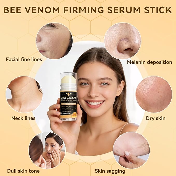 Bee Venom Firming Serum Stick, 2Pcs Bee Venom Cream, Multi Purpose Anti Wrinkle Face Cream for Deep Wrinkle Repair, Firming, Hydrating and Lifting, Suitable For All Skin Types