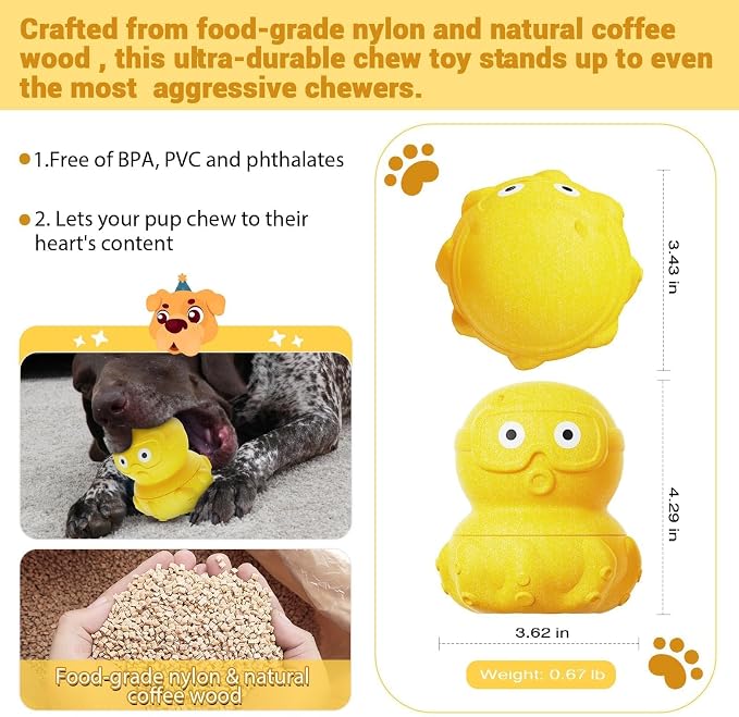 3-in-1 Dog Frozen Treat Toy, Interactive Dog Toys for Aggressive Chewers, Dogs Treat Dispenser Toy, Keep Your Pup Busy, Anxiety Relief for Dogs Toys, Octopus