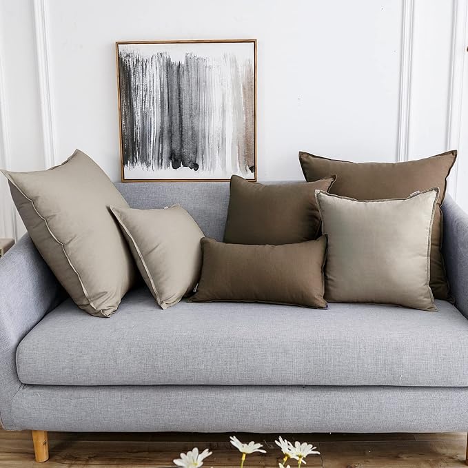 Jeanerlor Solid Cotton Linen Decoration 18"x18" Throw Pillow Cushion Case Special Pillow Cover Delicate Decorative Pillowcase for Couch/Bed/Chair,(45 x 45cm), Gray