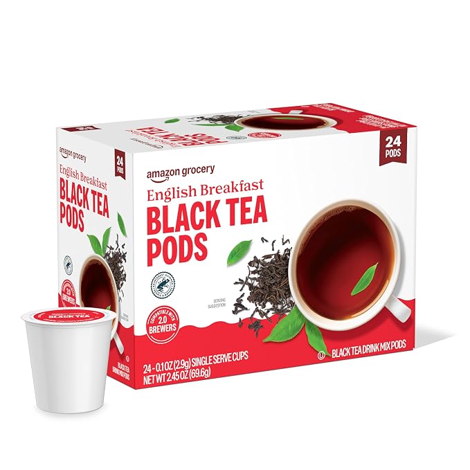 Amazon Grocery, English Breakfast Black Tea Pods, 2.45 Oz, 24 Ct (Previously Happy Belly)