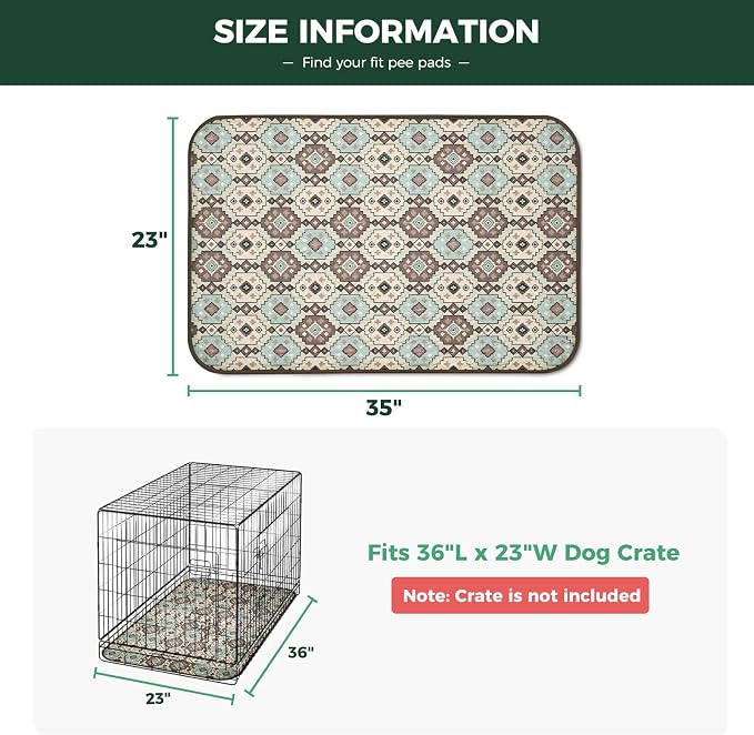 FXW Washable Pee Pads for Dogs, Super Absorbent, 23" x 35", 2 Packs | Machine washable, Non-slip backing