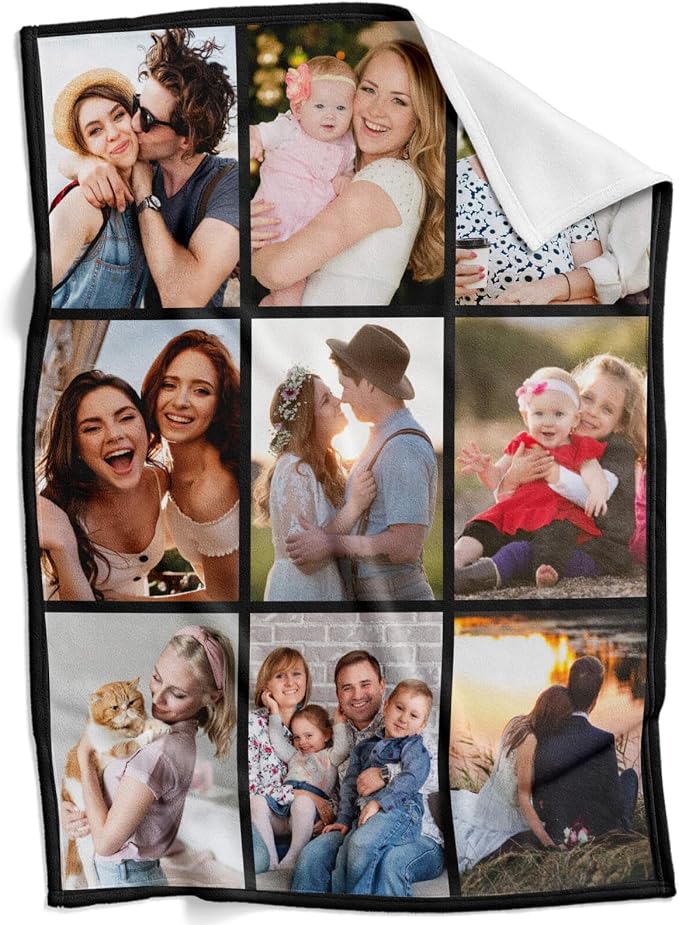 inkArts Custom Blanket with Photo, Personalized Blanket, Customized Photo Blankets, Customizable Picture Blankets, Anniversary Photo Gifts for Women Men Her Him Girlfriend Boyfriend Wife Husband
