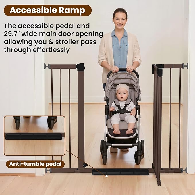 Mumeasy 36" Extra Tall Dog Gate, 29.7-46" Baby Gate for Stairs & Doorways