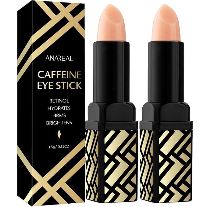 Caffeine Under Eye Balm Stick (2 Pack) – Hydrating Eye Brightener for Dark Circles & Puffiness, Anti-Wrinkle Korean Skincare with Retinol, Cooling Eye Cream Stick for Eyes, Face & Under-Eye Bags