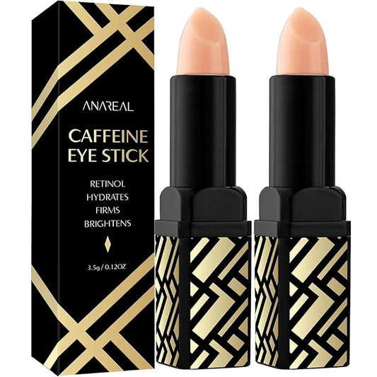 Caffeine Under Eye Balm Stick (2 Pack) – Hydrating Eye Brightener for Dark Circles & Puffiness, Anti-Wrinkle Korean Skincare with Retinol, Cooling Eye Cream Stick for Eyes, Face & Under-Eye Bags