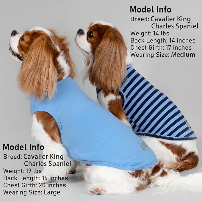 KYEESE 2Pack Cotton Dog Shirt for Medium Large Dogs Soft Striped Tank Top | Reflective for Safety, Lightweight & Breathable, Gentle on Sensitive Skin, Stretchy & Free to Move, Comfortable Daily Wear