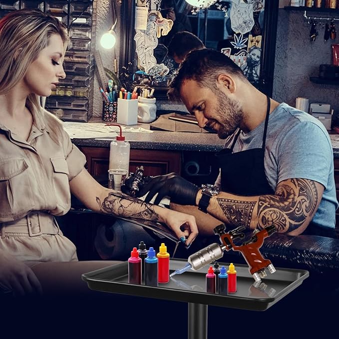 Salon Tray on Wheels,Height Adjustable Rolling Beauty Trolley Cart,Professional Salon Equipment for Barbershop/Spa/Home Use Black