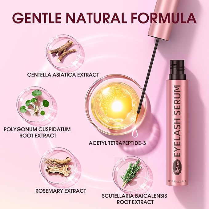 Lash Serum for Eyelash Growth: Premium Eyelash Growth Serum with Advanced Formula to Boost Longer Fuller and Thicker Lashes and Eyebrows - Gentle & Vegan for Sensitive Eyes
