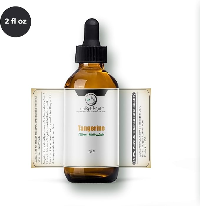 Tangerine Essential Oil, Citrus Reticulata, Cold Pressed Citrus Peel Oil, Sweet Citrus Aroma for Aromatherapy, Diffuser, Massage, Skin Care, Natural Fragrance Oil for Blends – 2 Fl oz
