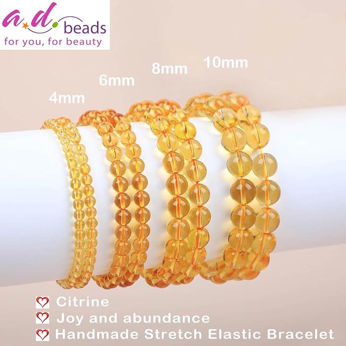 AD Beads Handmade Gemstone Stretch Elastic Bracelet Crystal Healing Reiki Nature's Beauty and Spiritual Essence Unisex