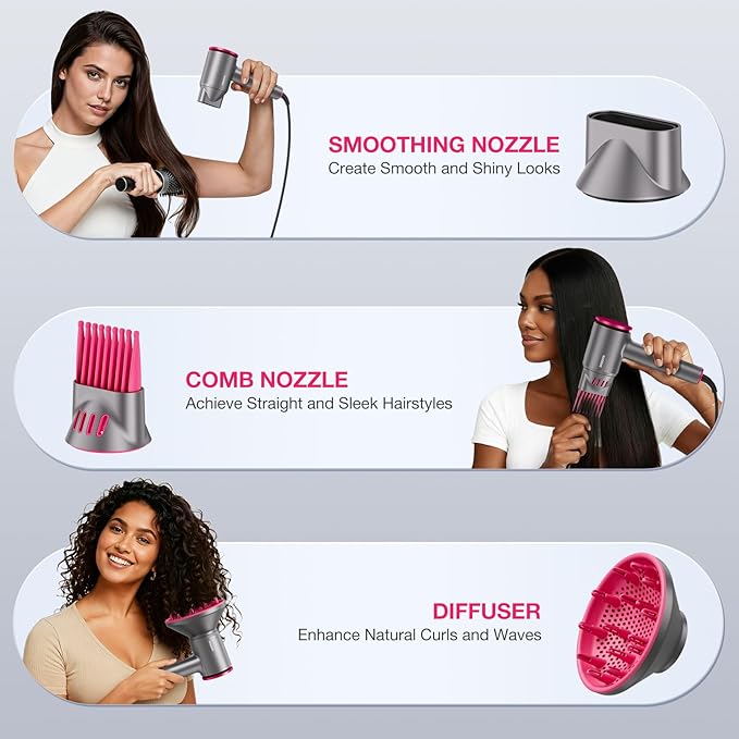 BABONIR High-Speed Hair Dryer 110,000 RPM, 1875W Ionic & Plasma Blow Dryer with Diffuser, Concentrator & Comb, 550 Million Ionic Hairdryer with Cool Shot, Low-Noise CompactPro Travel & Salon – Gray