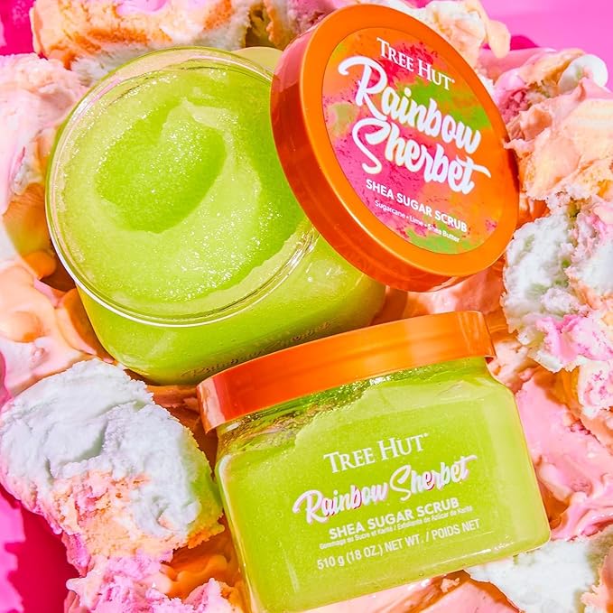 Tree Hut Rainbow Sherbet Shea Sugar Scrub, Exfoliating Body Scrub Removes Dead, Dry Skin for a Soft & Hydrated Feel, Nourishing Essential Body Care, 18 fl oz.