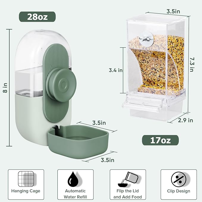 Lemtrflo No Mess Bird Feeder Water Dispenser, Parrot Cage Automatic Feeders | Automatic Feeding & Hydration, Parakeet Cage Accessories for Parrots, Cockatiels, Finches, Lovebirds & Budgies