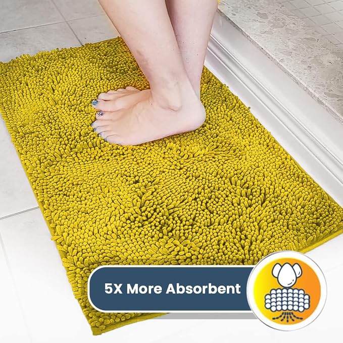 Muddy Mat® | Super Water Absorbent Door Mat Indoor, Microfiber Quick Dry Chenille Entryway Rug,Slip Resistant Front Door Mat,Indoor Mats for Entryway,Machine Washable Pet Rug, Lemon Yellow 36" x 120"