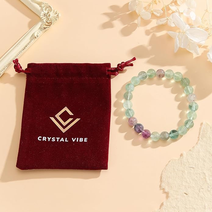 Crystal Vibe 8mm Beaded Bracelets For Women Men - Healing Crystal Bracelet - Adjustable Size