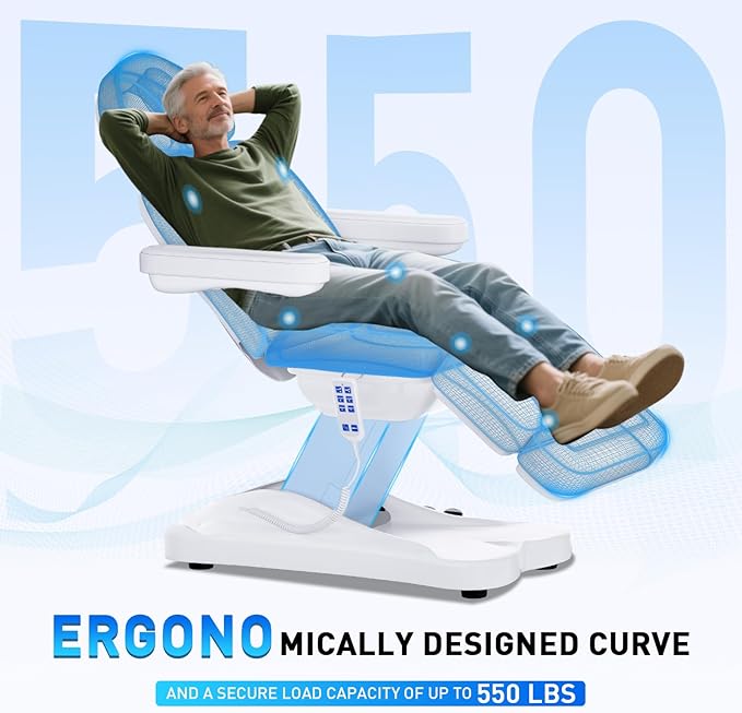 Fully Electric Massage Table with Lift, 1500lbs Capacity - Professional Adjustable Facial Bed for Estheticians, Spa & Waxing, Heavy-Duty 550lbs Capacity 2r5 2r7 (White - Fully B)