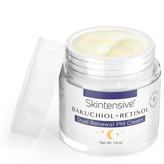 SKINTENSIVE Retinol & Bakuchiol Cream - Dual Renewal Night Cream with Coconut Oil - Moisturizing PM Cream for Sensitive Skin