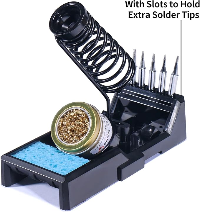 YIHUA X-4 Premium Soldering Iron Holder with Brass Wool, Cleaning Sponge and Solder Tip Slots