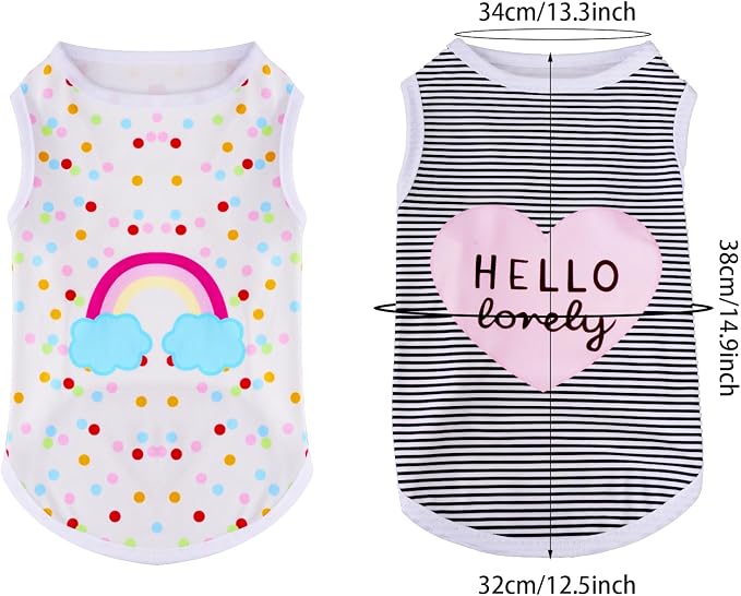 choyaxo 4pcs Dog Clothes Pet Printed Vest for Chiuahaha Small Dogs Kitten Spring Summer