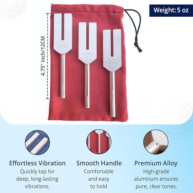 Angel Tuning Forks for Healing - Made in the USA - 4160 hz, 4225 hz & 4096 hz (aka Crystal Tuner), Connect with Higher Energies and Frequencies - Sound Healing Instrument & Sound Therapy Instruments