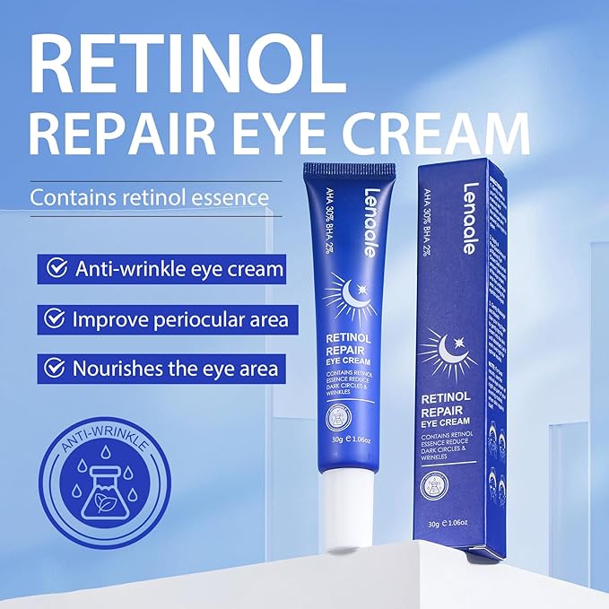 Retinol Eye Cream, Hydrating Under Eye Care Daily Wrinkle Cream, Infused with AHA30% to Smooth and Hydrate Skin, Eye Crea for Dark Circles Treatments, Reduce Under Eye Bags, Smooth Wrinkles, 3Pack
