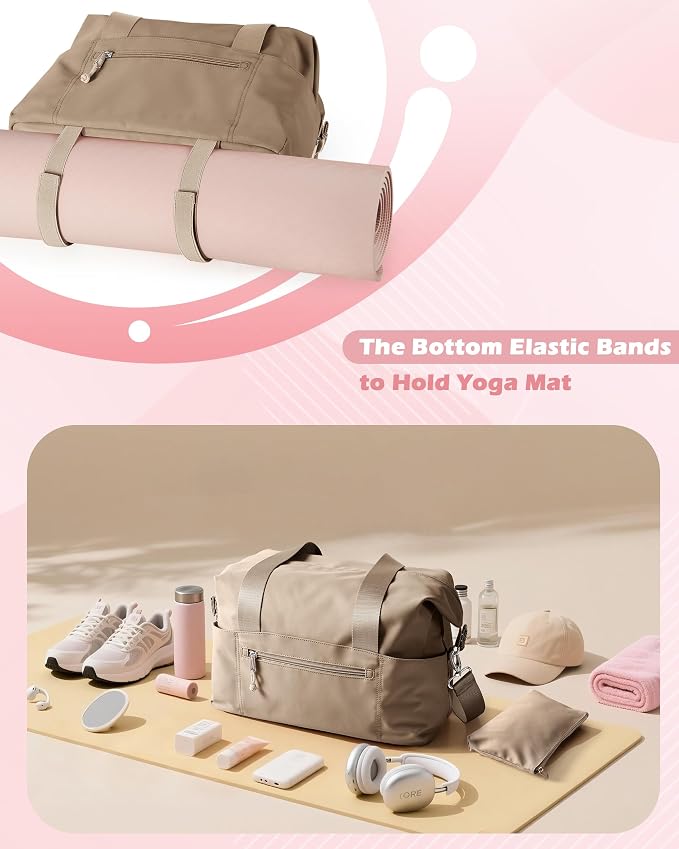 Smasrob Small Gym Bag with Yoga Mat Holder, Wet Pocket and a Separate Pouch, Small Gym Duffle Bag for Women with Detachable Crossbody Shoulder Strap