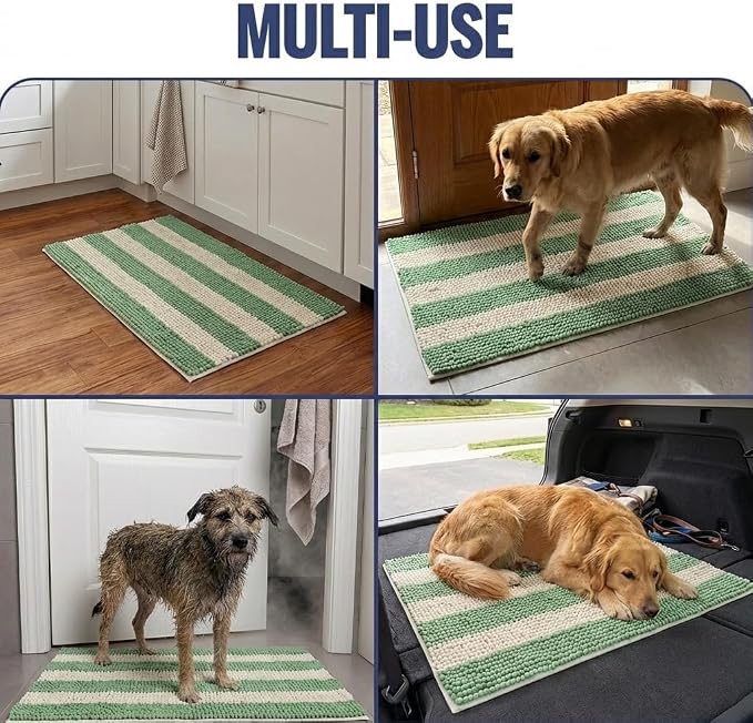 Muddy Mat® Super Absorbent Loop-Thread Chenille Dog Door Mat for Muddy Paws – Non-Slip, Machine Washable Indoor Entry Rug, Quick-Dry Pet Mat for Entryway – Fresh Meadow 19"x30"