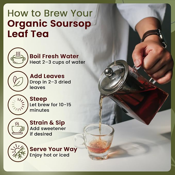 Organic Way Dried Soursop Leaf Coarse Cut (Annona Muricata) - Herbal Tea | Vegan, Non GMO & Gluten Free | Kosher Certified & Resealable Bag | 100% Raw from Sri Lanka (4 Ounces)