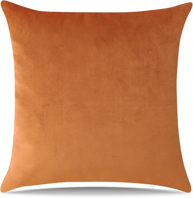 Artscope Luxury Velvet Pillow Covers Super Soft Decorative Square Throw Pillow Covers Case Cushion Covers for Sofa Couch Bedroom Car Decor 18x18 Inch Orange