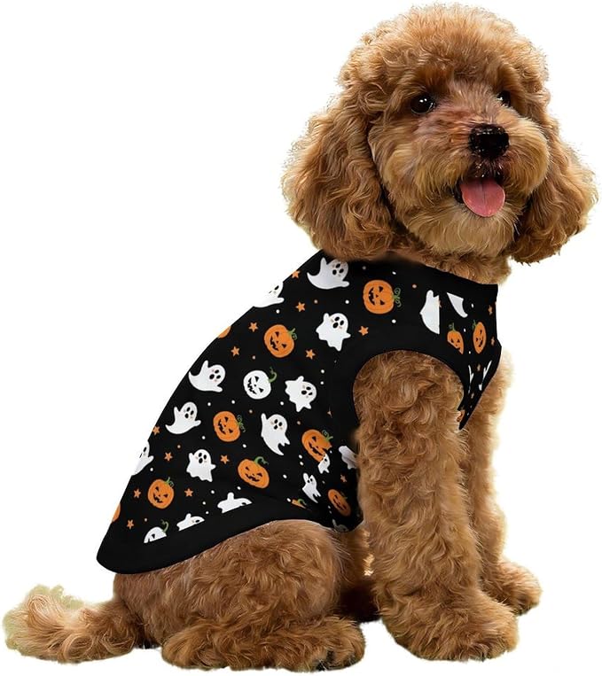 Halloween Pet Vest Spooky Season Pet Shirts Small | Jack-o'-lantern Dog Shirt Vest cute pet Sleeveless Vests Ice Silk Dog T-Shirts holiday Dog Clothes Halloween Canine Wear