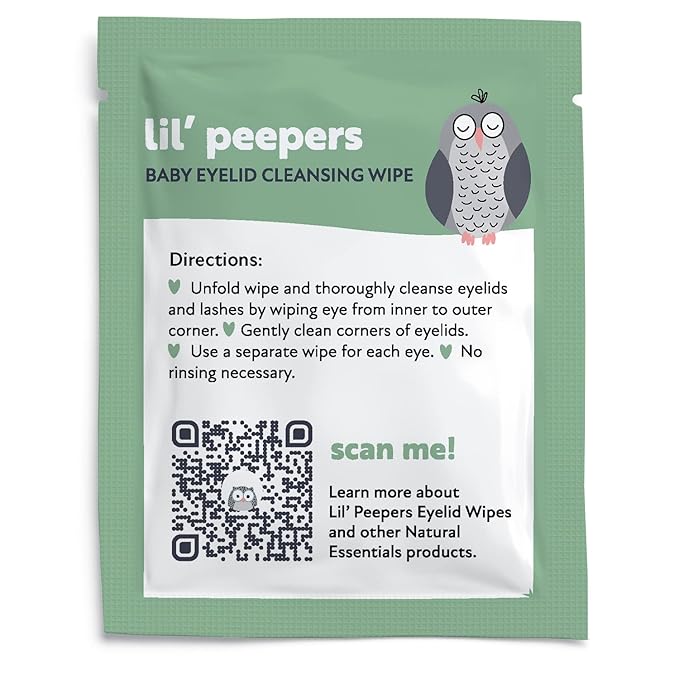 Natural Essentials Lil' Peepers Baby Eye Wipes and Eyelid Cleanser, Preservative-Free & Rinse-Free, Pediatrician Recommended Hypoallergenic Soft Eyelid Wipes for Babies, Kids & Adults, 30 Count (2pk)