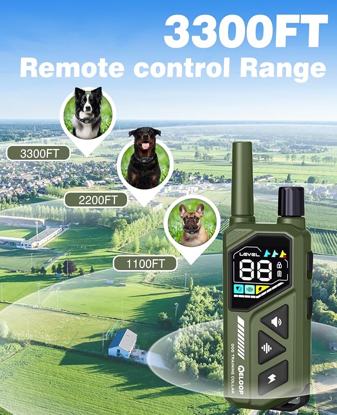 2-in-1 AI Anti-misoperation Smart Dog Bark Collar, Dog Training Collar with 3300FT Remote, IPX7 Waterproof Automatic Anti-Barking Device for 1 Dog with Beep, Vibration, Safe Shock Modes