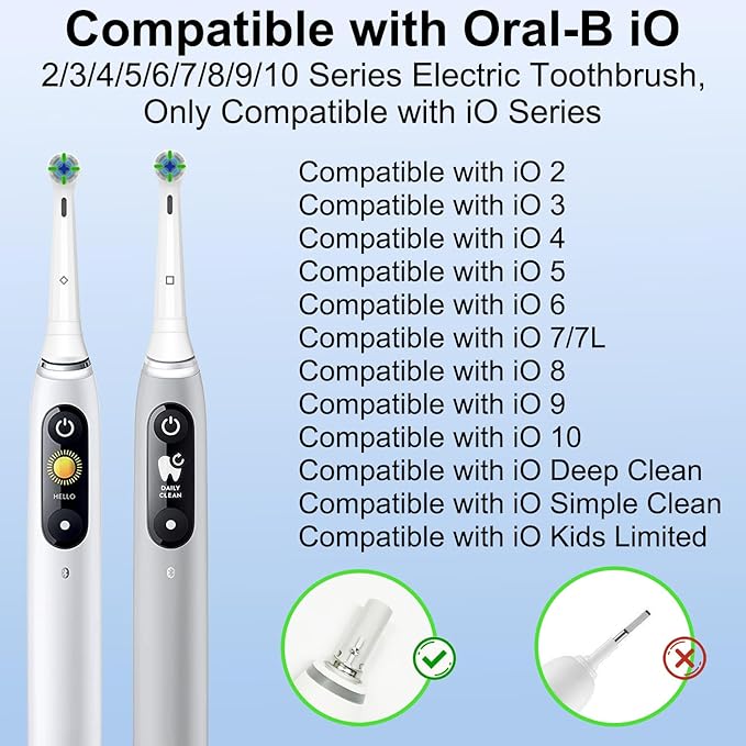 Qitizu Replacement Heads Compatible with Oral B iO Electric Toothbrush, Replacement Toothbrush Heads Fit for Oral-B iO 2/3/4/5/6/7/8/9/10 Series Toothbrush, 8 Packs (White)
