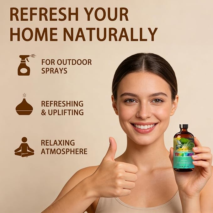 Ylang Ylang Essential Oil - Ylang Ylang Oil for Diffuser, 4 Fl Oz(120ml) | Candle Making, Soap Making, aroma, Strong Scent, Pure, Natural, Home Fragrance, Massage