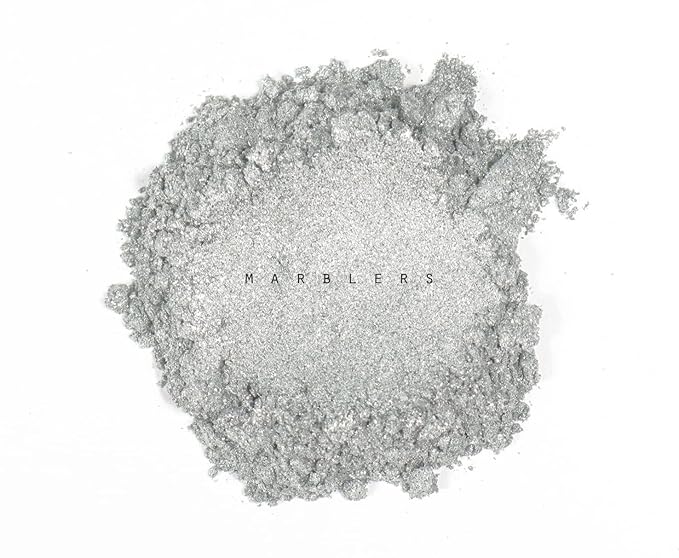 MARBLERS Chunky Natural Mica Powder [Silver Pearl] 0.11oz (3g) | Highly Pigmented | Non-Toxic, Vegan, Cruelty-Free | Eyeshadow, Body Butter, Nail Polish, Nail Art | Party, Body, Face Makeup