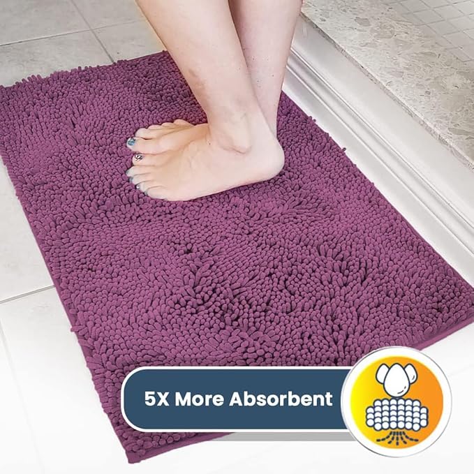 Muddy Mat® | Super Water Absorbent Door Mat Indoor, Microfiber Quick Dry Chenille Entryway Rug,Slip Resistant Front Door Mat,Indoor Mats for Entryway,Machine Washable Pet Rug, Dark Purple 30" x 60"