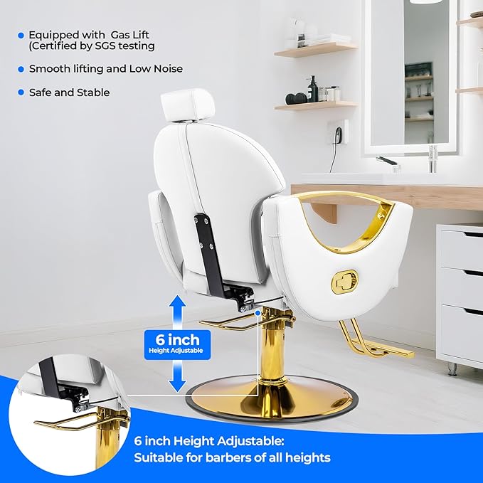 Barber Chair Reclining Styling Salon Chair for Hair Stylist Height Adjustable 360 Swivel Hair Chair for Home Barbershop